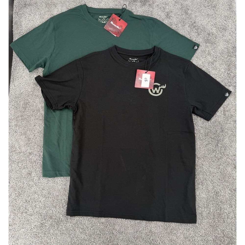 Moosejaw Lot 2 NWT Graphic‎ T Shirts Medium & Adjustable Logo Hat Outdoor Hiking